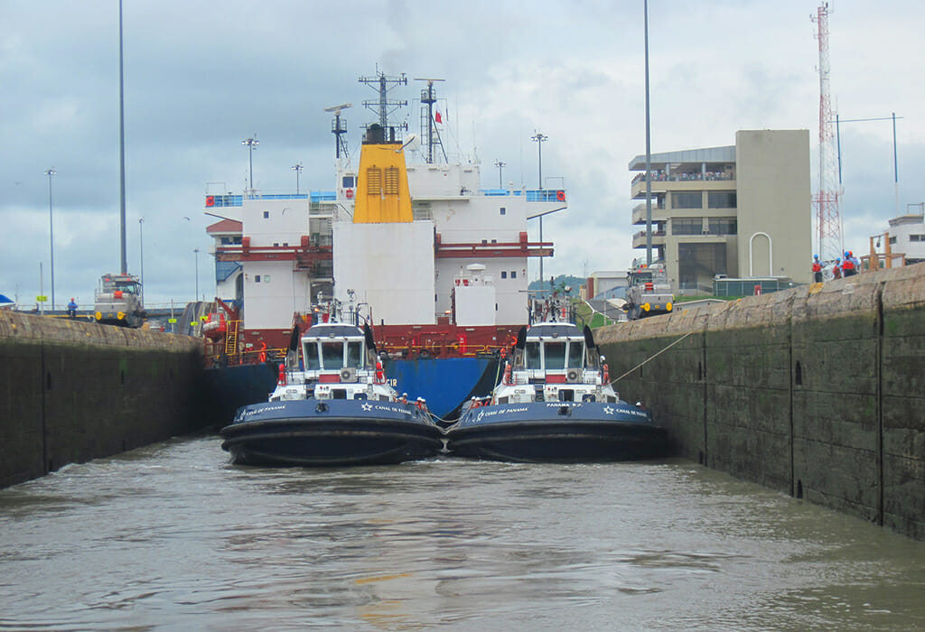 In a Panama Canal lock