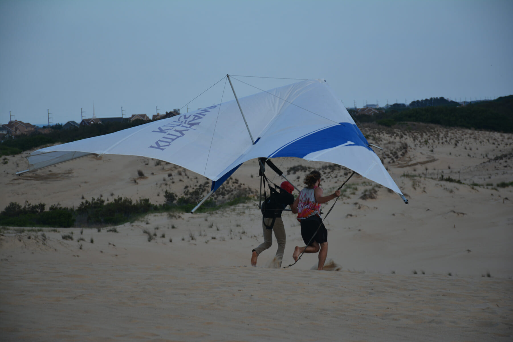 Hang glider ready to launch off Jockey's Ridge
