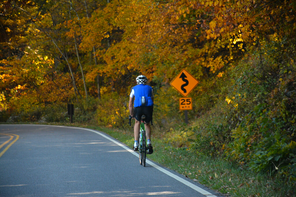 Cyclist on Skyline Drive