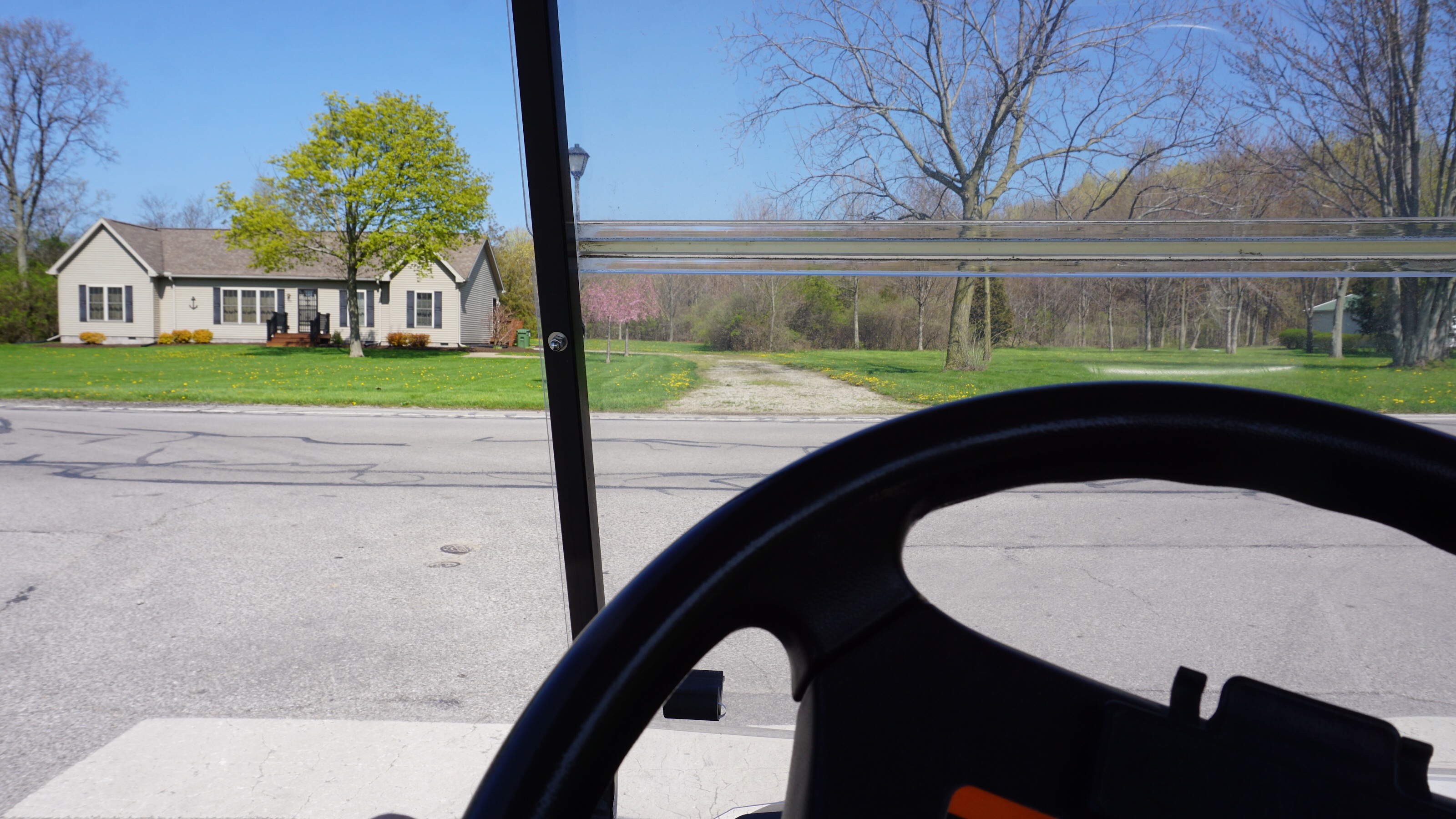 Driving a golf cart at Put-In-Bay