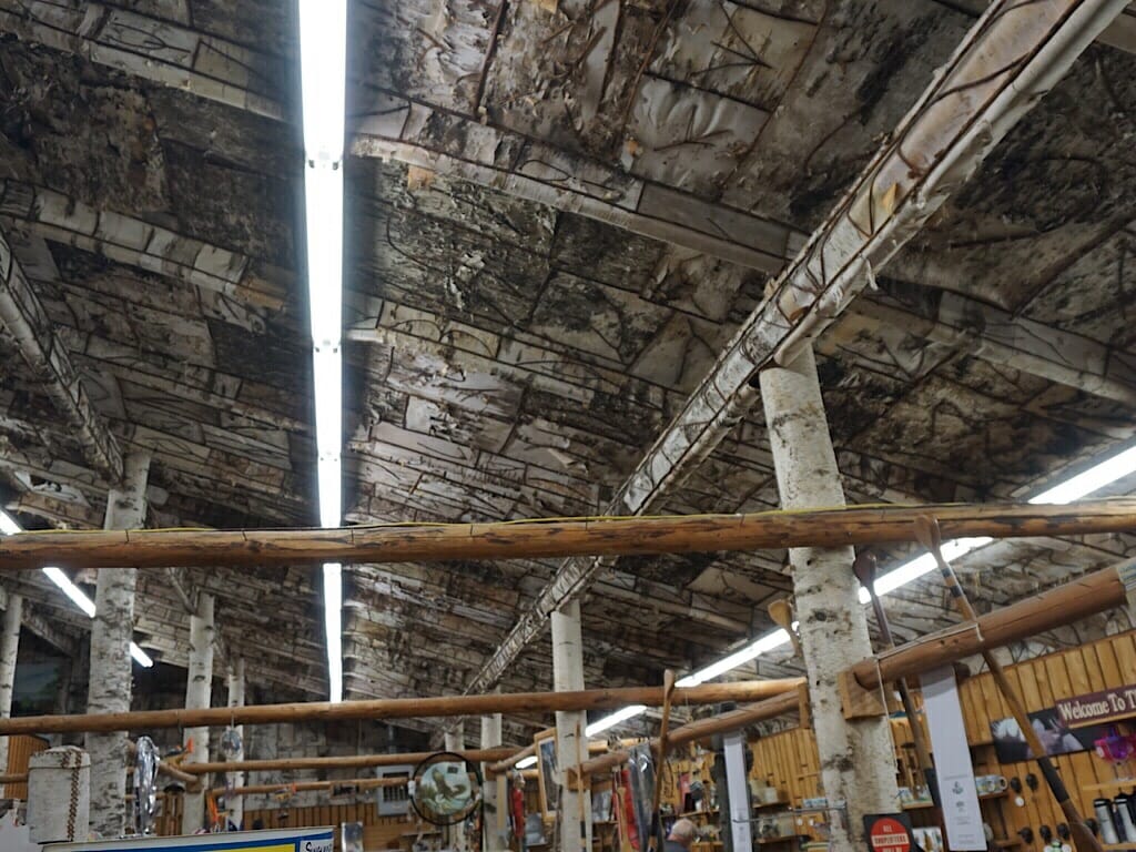 Ceiling of birch bark