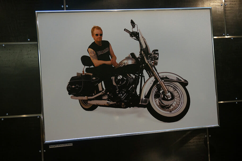 Heidar P. Johannsson on his 100th anniversary Harley