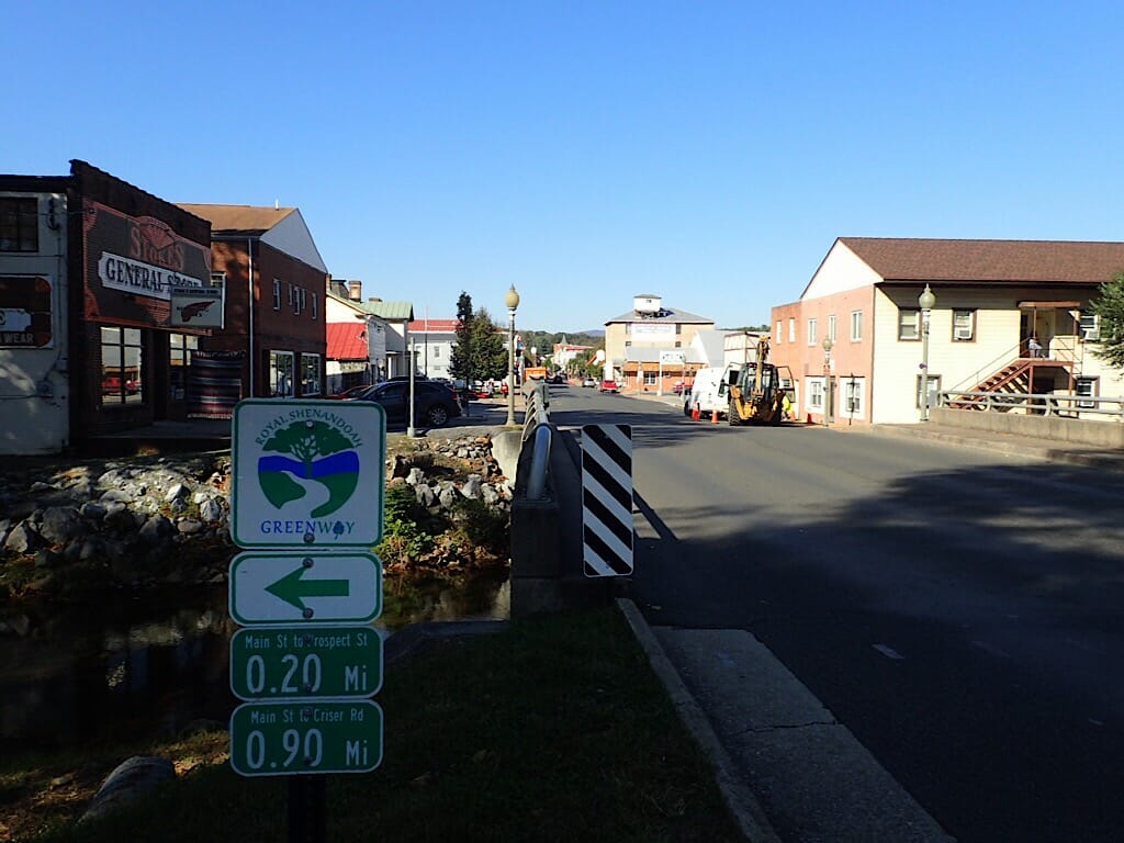 Royal Shenandoah Greenway sign at Main Street