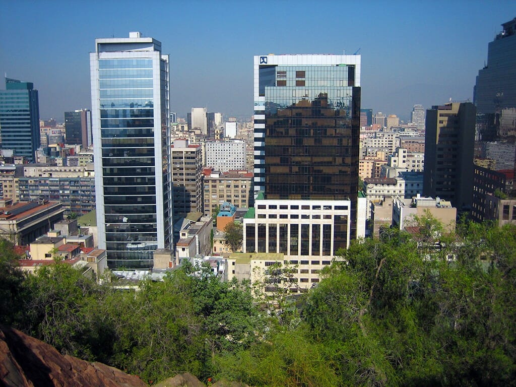 Reflections of the forested hill