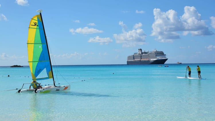 Cruise ship in Caribbean aqua waters